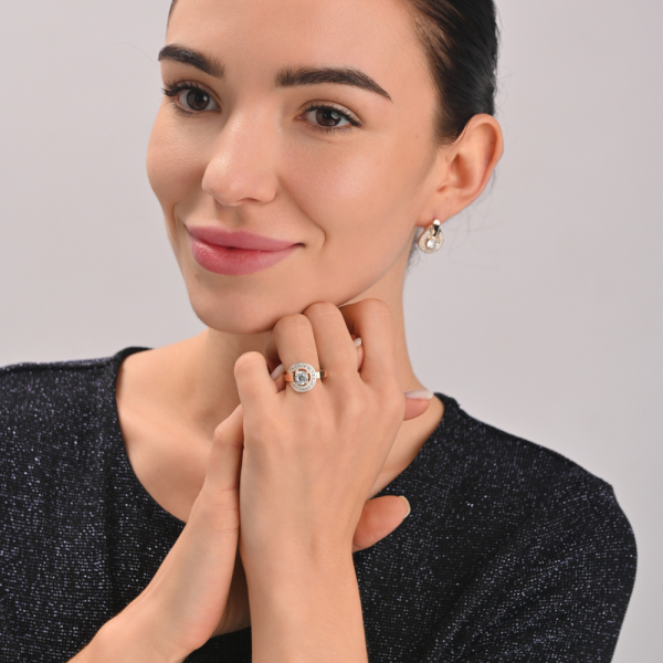 Срібний комплект з золотими вставками