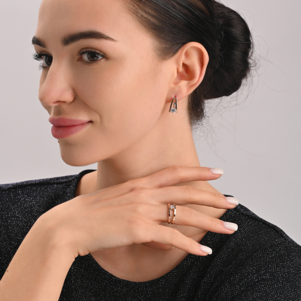 Срібні сережки з напайками із золота