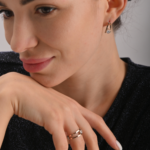 Срібна каблучка з пластинами із золота