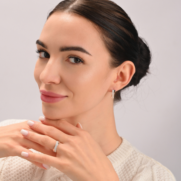 Срібні сережки з пластинами із золота