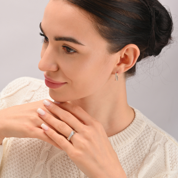 Срібні сережки з пластинами із золота