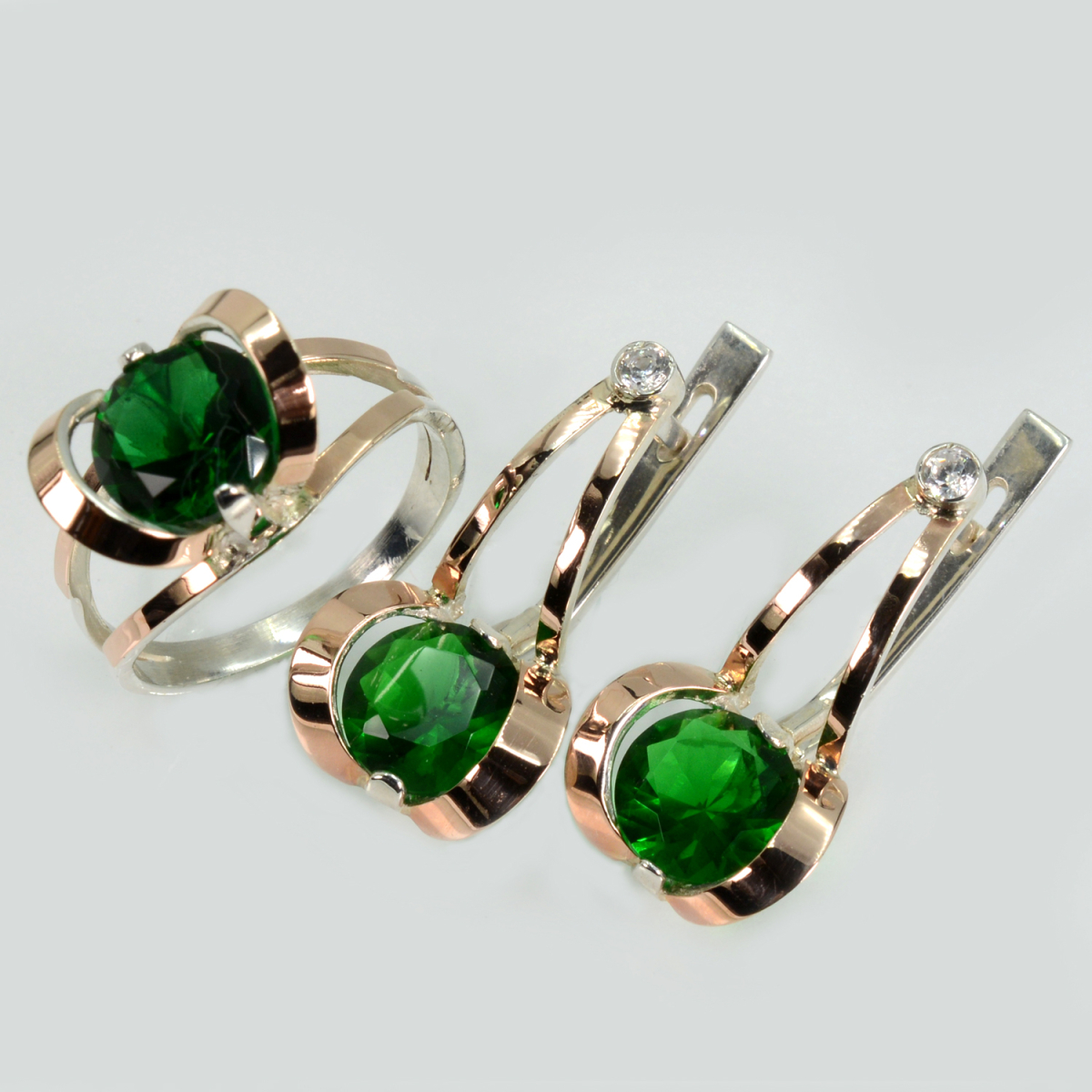 Серебряный комплект с пластинами из золота