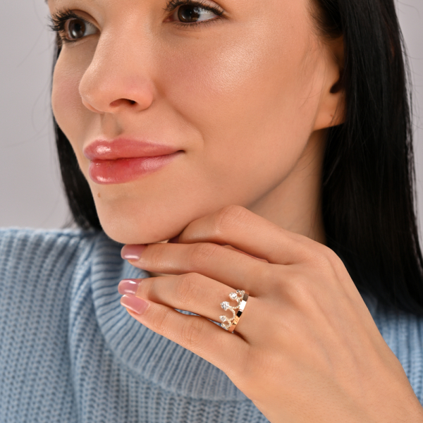 Срібна каблучка з пластинами із золота