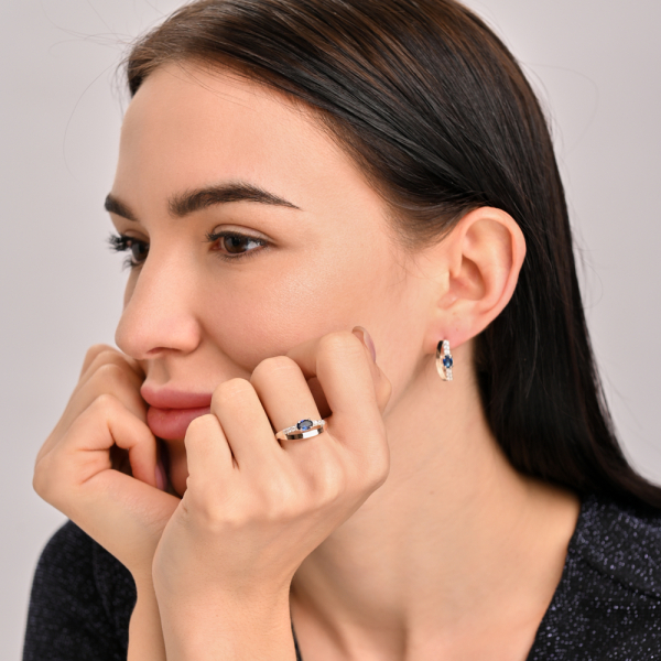 Срібна каблучка з накладками з золота