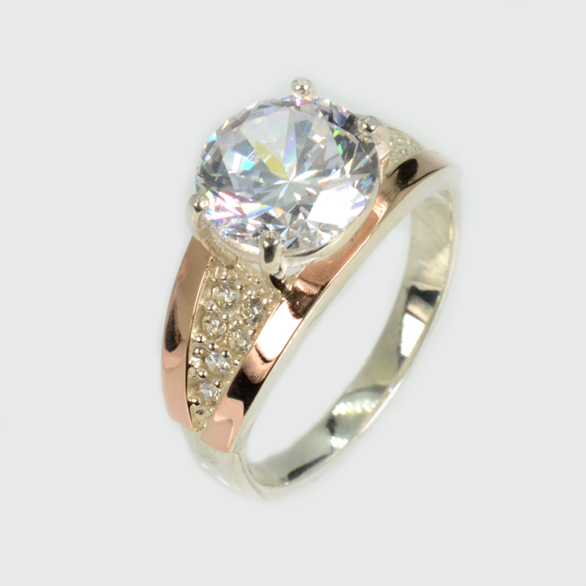 Серебряное кольцо с золотыми пластинами