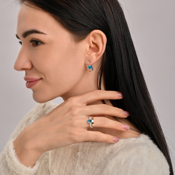 Срібні сережки з золотими пластинами