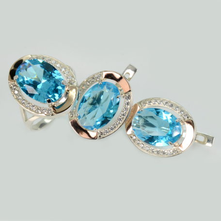 Серебряный гарнитур со вставками из золота