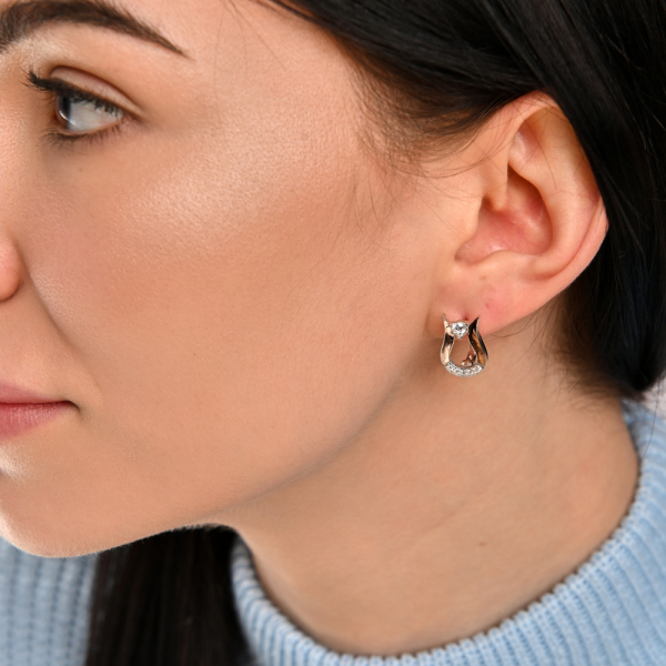 Срібні сережки з пластинами із золота