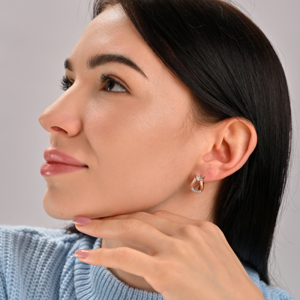 Срібні сережки з пластинами із золота