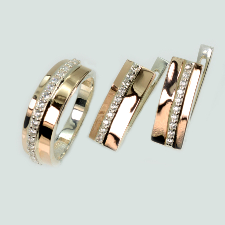 Серебряный комплект с пластинами из золота