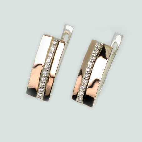 Серебряные серьги с золотыми пластинами