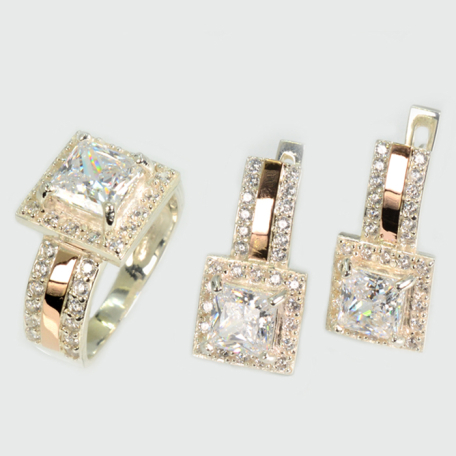 Срібний набір із золотими вставками