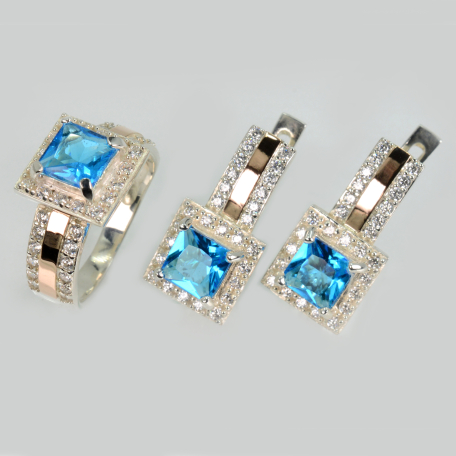 Серебряный набор с золотыми вставками