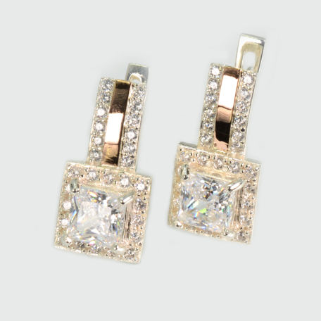 Срібні сережки з напайками із золота