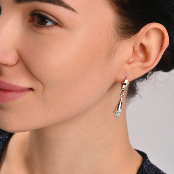 Срібні сережки з золотими напайками