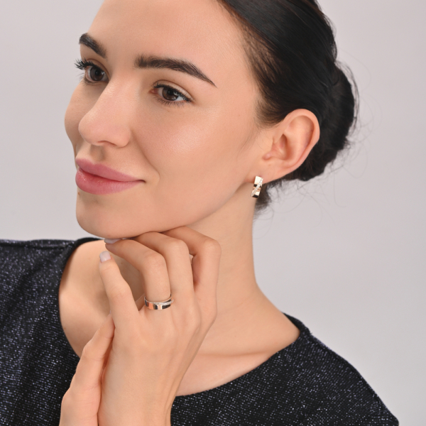 Срібні сережки з золотими пластинами