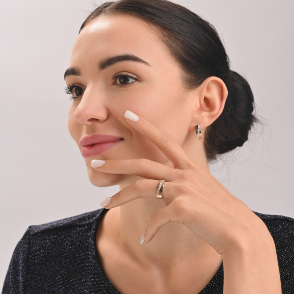 Срібний комплект із золотими вставками