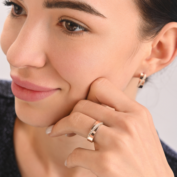 Срібна каблучка з пластинами із золота