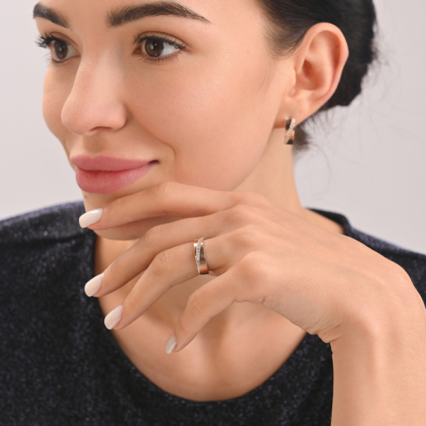 Срібна каблучка з пластинами із золота