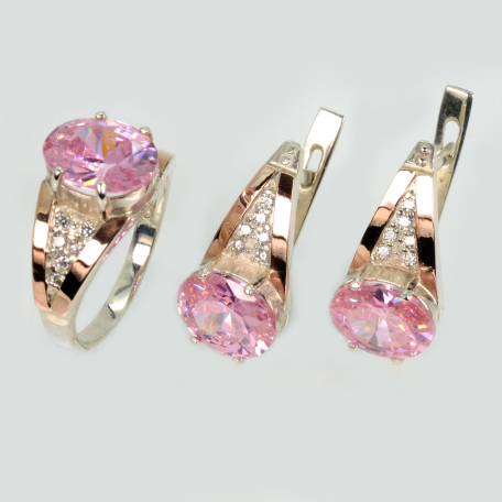 Срібний набір зі вставками з золота