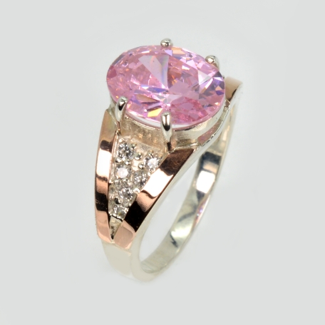 Серебряное кольцо с золотыми пластинами