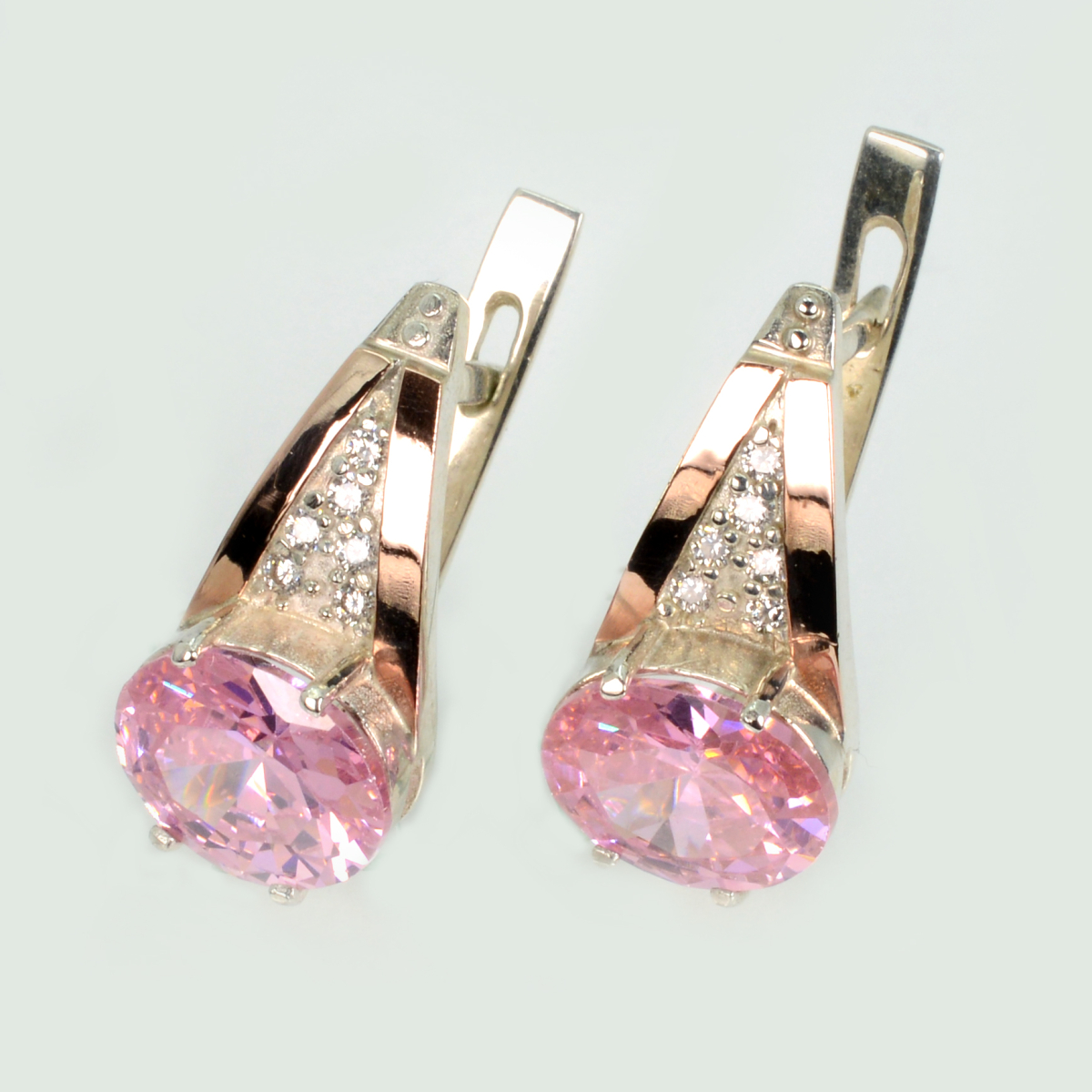 Срібні сережки з пластинами із золота