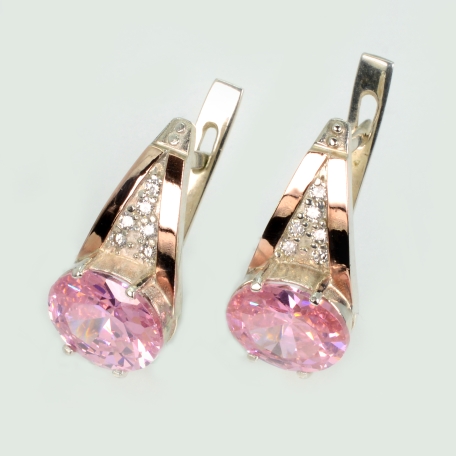 Серебряные серьги  с пластинами из золота