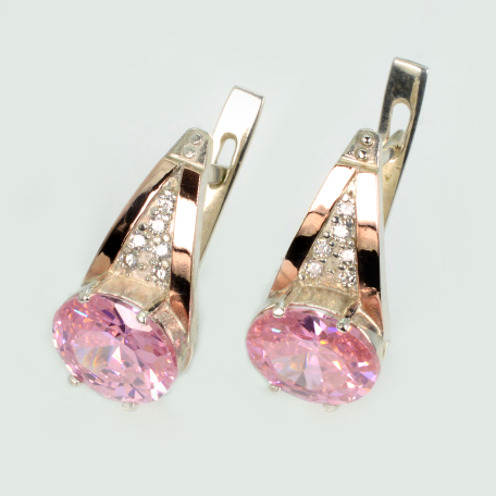 Срібні сережки з пластинами із золота