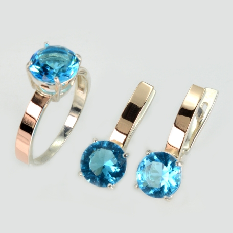 Серебряный гарнитур с золотыми вставками