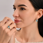 Срібні сережки з накладками з золота