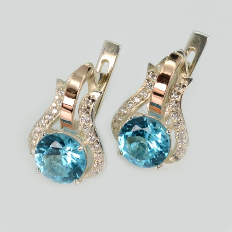 Срібні сережки з накладками з золота