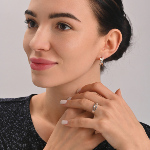 Серебряные серьги с золотыми пластинами