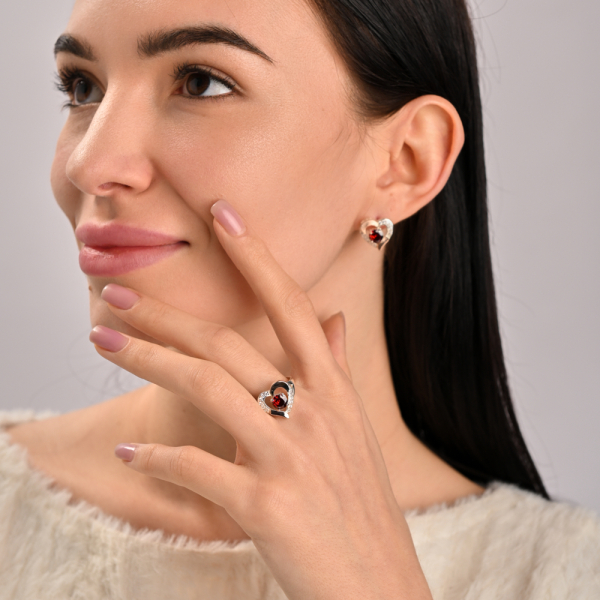 Срібний комплект зі вставками з золота