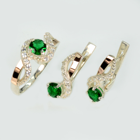 Серебряный комплект с накладками из золота