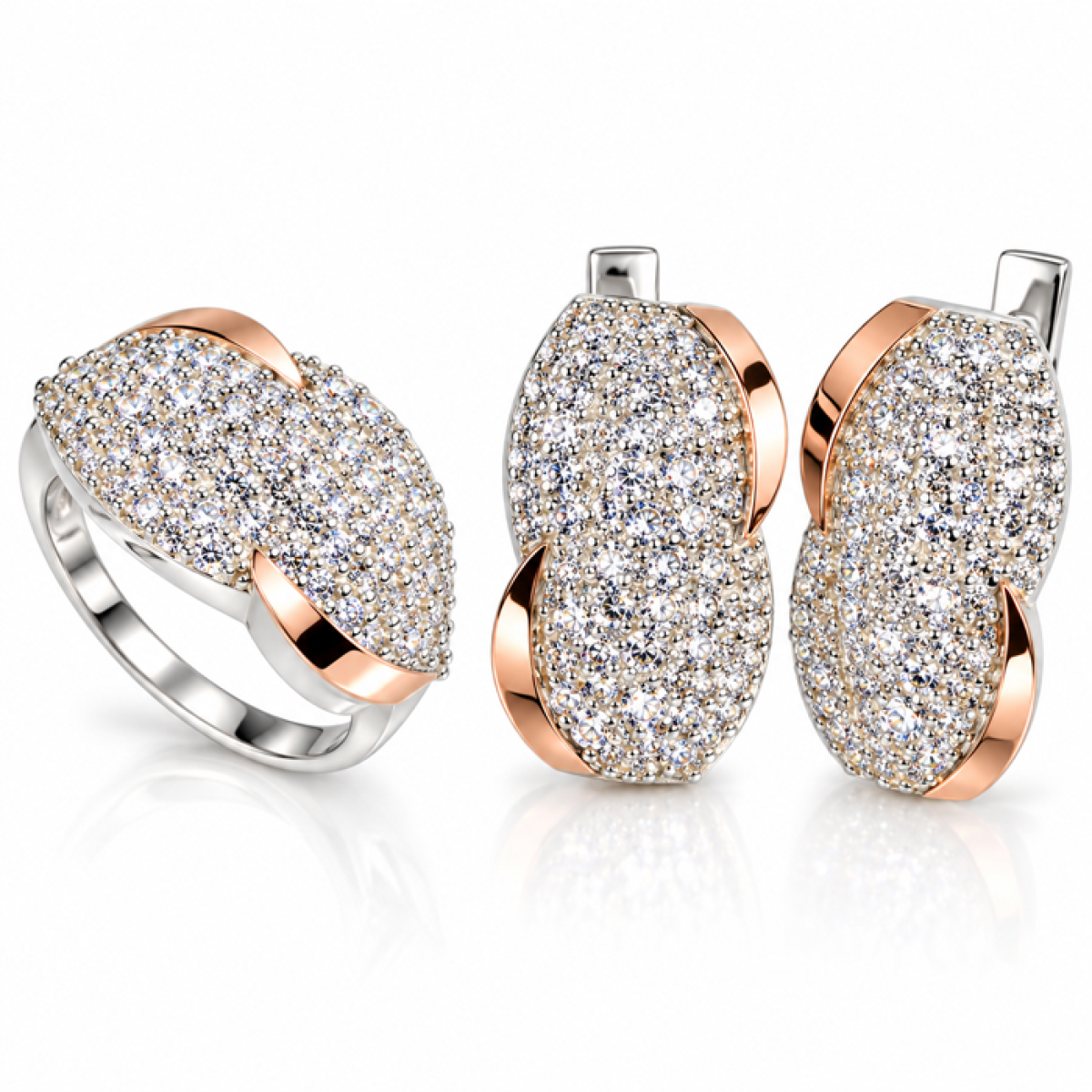 Серебряный комплект с золотыми напайками