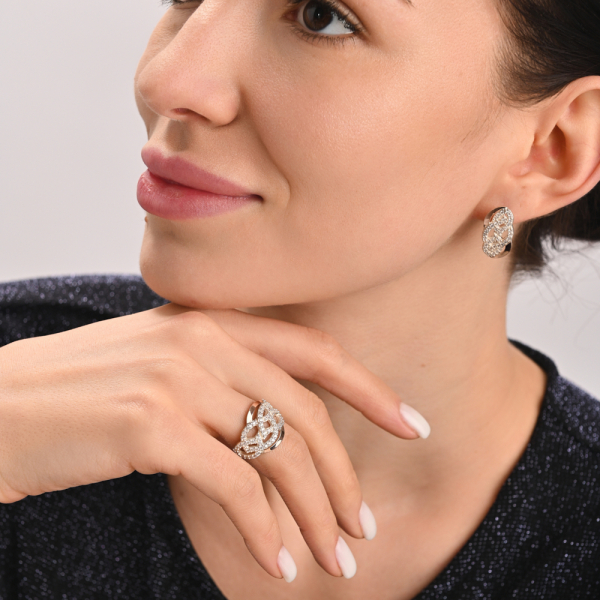 Серебряное кольцо с  накладками из золота