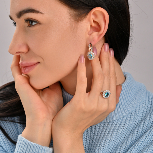 Срібний комплект з золотими накладками