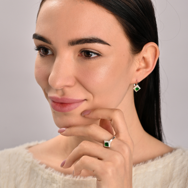 Срібний комплект з золотими вставками