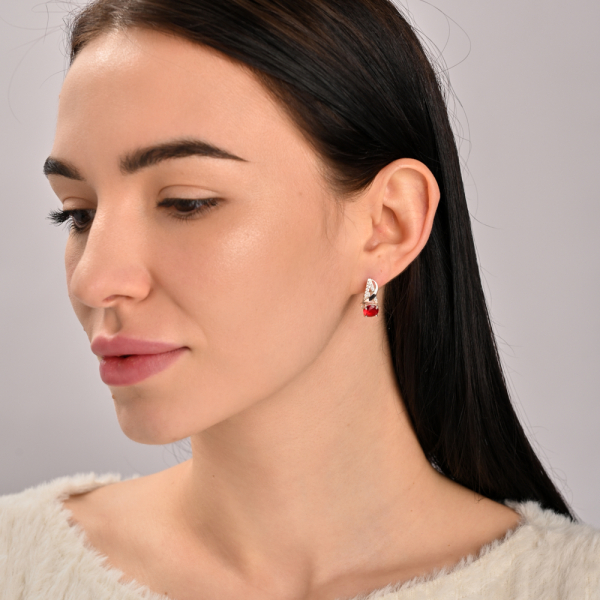 Срібний комплект прикрас з золотими вставкми