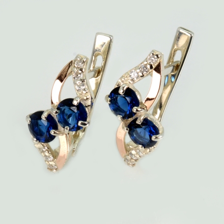 Серьги серебряные 925 пробы и золота 375 пробы