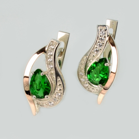 Серебряные серьги с элементами золота