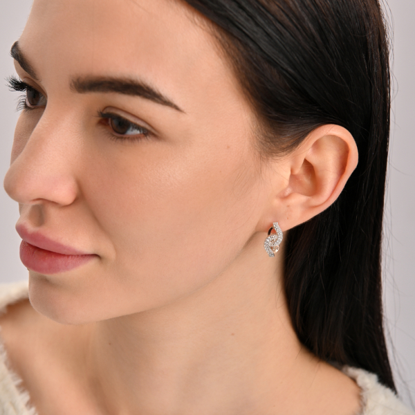 Срібні сережки з золотими напайками і фіанітами