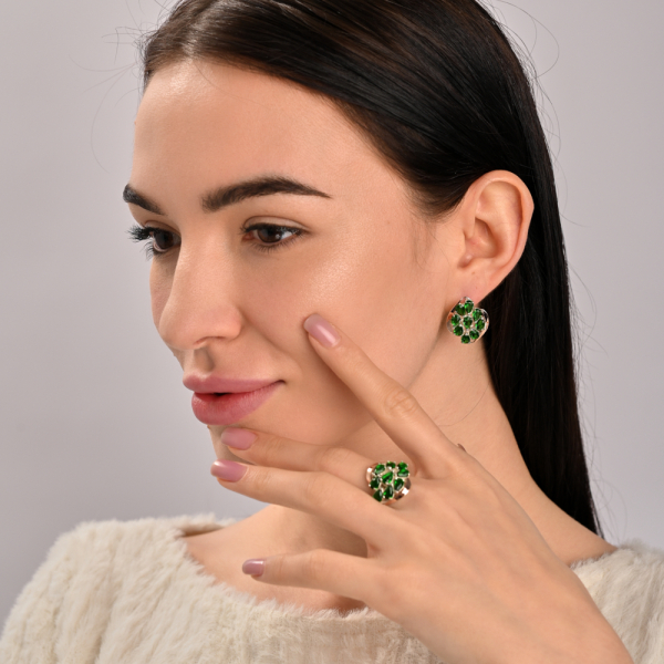 Набір срібний з золотими вставками