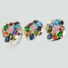 Набор серебряный с золотыми вставками