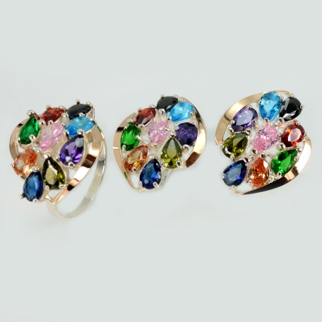 Набор серебряный с золотыми вставками