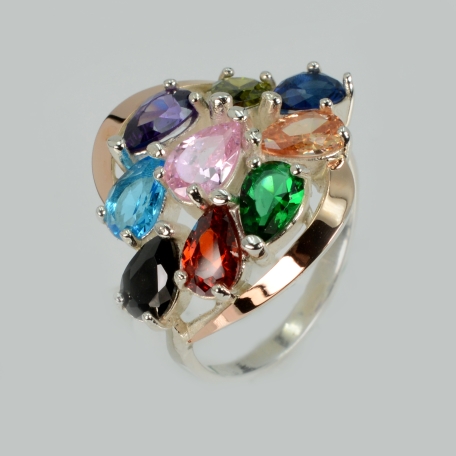 Каблучка срібна з золотими вставками