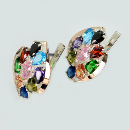 Сережки срібні з золотими вставками