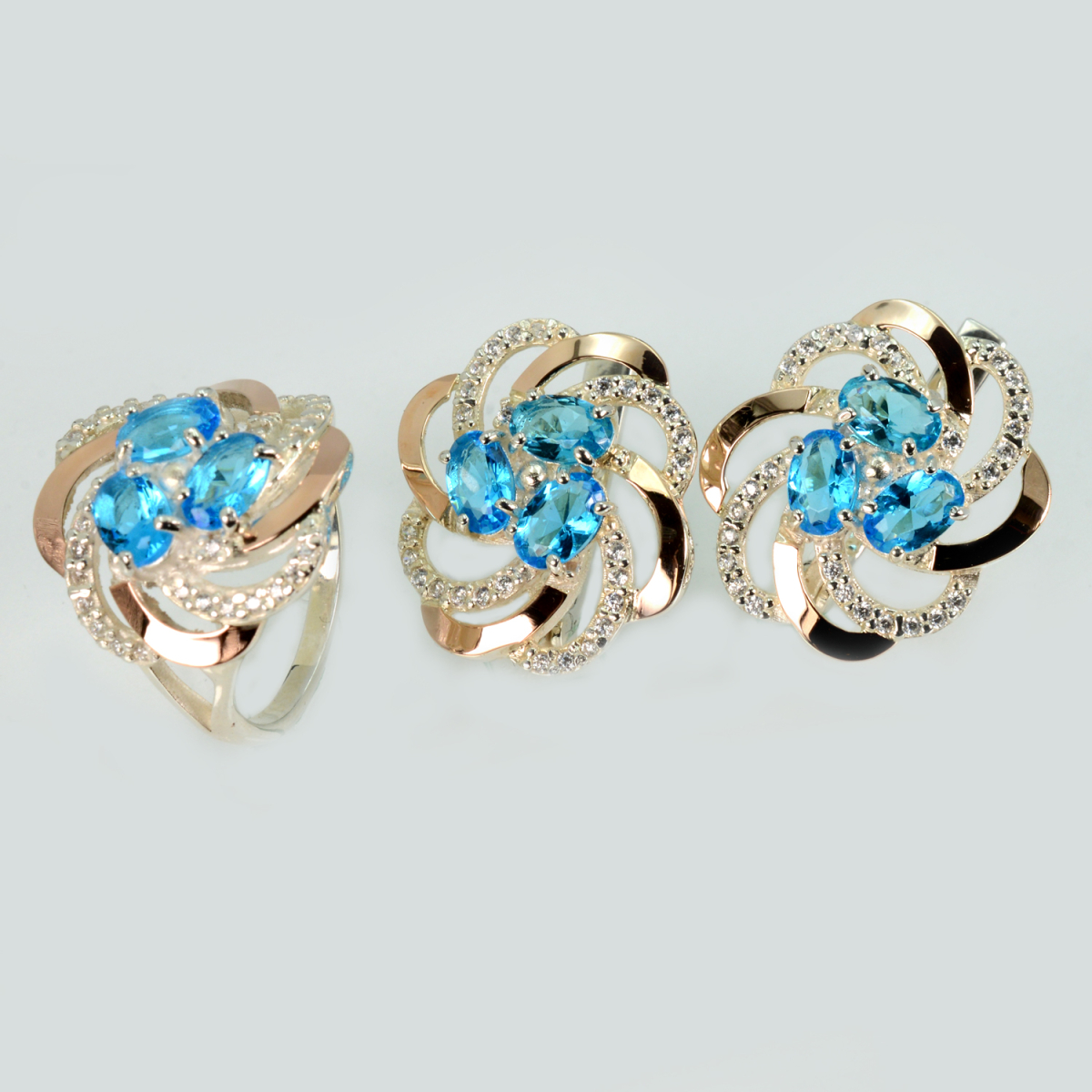 Набор серебряный с золотыми напайками(пластинами)