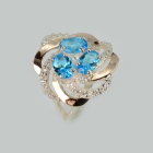 Каблучка із срібла з золотими напайками (пластинами)