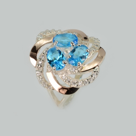 Кольцо из серебра с золотыми напайками (пластинами)